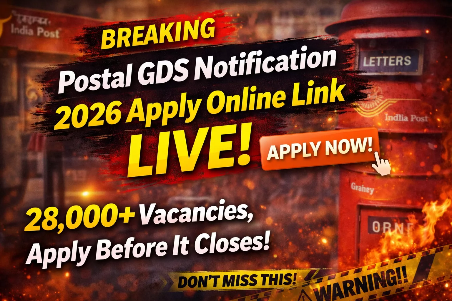 Breaking News: Postal GDS Notification 2026 Apply Online Link Activated – 10th Pass Can Apply Now